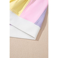 Purple Color Block Patchwork Half Sleeve Oversized T Shirt - L thumbnail