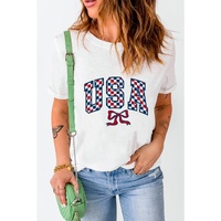 White Checkered USA Graphic Casual Tee - 3XL thumbnail