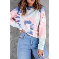 Multicolor Ombre Tie Dye Loose Leisure Sweatshirt - L thumbnail