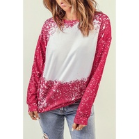 Red Tie-dyed Crew Neck Pullover Sweatshirt - M thumbnail