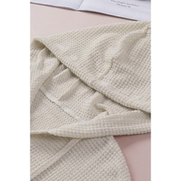 Azura Exchange Waffle Knit Buttons Ruffled Hooded Top - L thumbnail