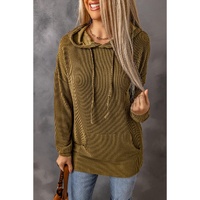 Azura Exchange Ribbed Drawstring Hoodie with Kangaroo Pocket - M thumbnail
