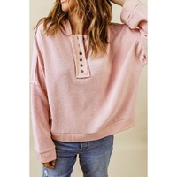 Azura Exchange Button Solid Patchwork Trim Hoodie - XL thumbnail
