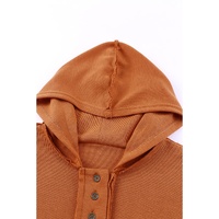 Azura Exchange Buttoned Hoodie with Patchwork Trim - S thumbnail