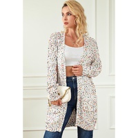 White Rainbow Popcorn Speckles Open Front Cardigan - S thumbnail