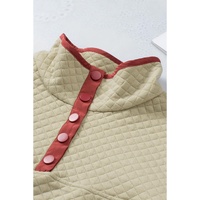 Azura Exchange Contrast Binding Snap Button Geometric Pullover Sweatshirt - L thumbnail