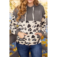 Azura Exchange Color Block Pocketed Drawstring Hoodie - L thumbnail