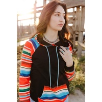Azura Exchange Striped Patchwork Kangaroo Pocket Hoodie - L thumbnail