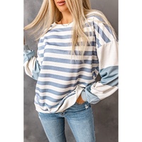 Azura Exchange Drop Shoulder Striped Pullover Sweatshirt - M thumbnail