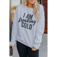 Azura Exchange Breaking COLD Letter Print Sweatshirt - L thumbnail