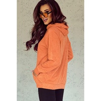 Orange Mineral Wash Kangaroo Pocket Drawstring Pullover Hoodie - L thumbnail