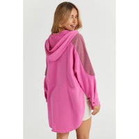 Azura Exchange Oversized Patchwork Henley Hoodie - L thumbnail
