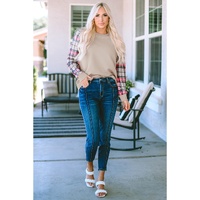 Azura Exchange Plaid Raglan Sleeve Sweatshirt - S thumbnail