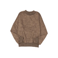Azura Exchange Relaxed Brown Crew Neck Sweatshirt with Drop Shoulder Design - S thumbnail