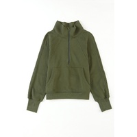 Azura Exchange Ribbed Thumbhole Sleeve Sweatshirt with Stand Collar and Zip Closure - XL thumbnail