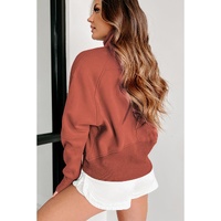 Flamingo Fleece Lined Zip Up Stand Collar Thumbhole Sleeve Sweatshirt - L thumbnail