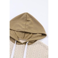 Brown Colorblock Patchwork Pullover Hoodie - S thumbnail