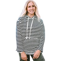Stripe Kangaroo Pocket Drawstring Hoodie - M thumbnail