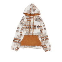 Azura Exchange Beige Aztec Print Half-Zip Hoodie with Kangaroo Pocket - S thumbnail