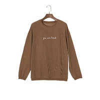 Khaki You Are Loved Print Corduroy Sweatshirt - M thumbnail