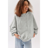 Gray Active Patchwork Detail Warm Winter Hoodie - M thumbnail