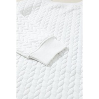 White LOVE Chenille Embroidered Cable Knit Pullover Sweatshirt - 2XL thumbnail