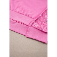 Bonbon Sequin Patchwork High Low Hem Henley Sweatshirt - L thumbnail