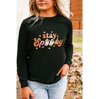 Black Halloween stay Spooky Graphic Sweatshirt - L thumbnail