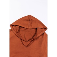 Chestnut V Neck Kangaroo Pocket Oversized Hoodie - L thumbnail