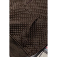 Khaki Printed Plaid Sleeve Patchwork Collared Textured Sweatshirt - L thumbnail