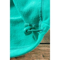 Aruba Blue Fleece Lined Half Zipper Kangaroo Pockets Loose Hoodie - 2XL thumbnail