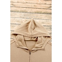 Parchment Fleece Lined Half Zipper Kangaroo Pockets Loose Hoodie - 2XL thumbnail