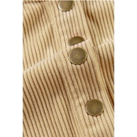 Simply Taupe Solid Ribbed Knit Buttoned Drop Shoulder Oversized Hoodie - 2XL thumbnail