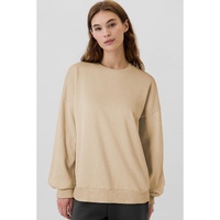 Apricot Solid Fleece Lined Drop Shoulder High Low Sweatshirt - 2XL thumbnail
