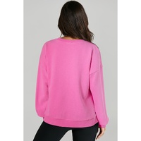 Bonbon Solid Fleece Lined Drop Shoulder High Low Sweatshirt - 2XL thumbnail