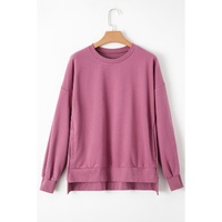 Valerian Solid Fleece Lined Drop Shoulder High Low Sweatshirt - 2XL thumbnail