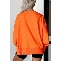 Carrot Exposed Seam Drop Shoulder Round Neck Sweatshirt with Slits - 2XL thumbnail