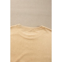 Light French Beige Exposed Seam Drop Shoulder Round Neck Sweatshirt with Slits - 2XL thumbnail