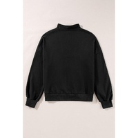 Black Zip-up Stand Neck Kangaroo Pocket Sweatshirt - M thumbnail