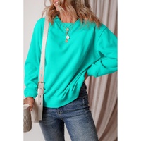 Aruba Blue Solid Fleece Lined Drop Shoulder Terry Sweatshirt - L thumbnail