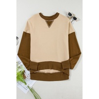 Apricot Color Block Thumbhole Sleeve Drop Shoulder Sweatshirt - M thumbnail