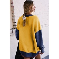 Yellow Color Block Thumbhole Sleeve Drop Shoulder Sweatshirt - 2XL thumbnail