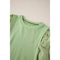 Mist Green Solid Patchwork Sleeve Round Neck Sweatshirt - 2XL thumbnail