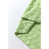 Light Green Solid Color Textured Side Split Crew Neck Blouse - L thumbnail