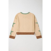 Parchment Star Patchwork Exposed Seam Oversized Sweatshirt - L thumbnail