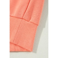 Flamingo Rainbow Striped Sleeve Crew Neck Loose Sweatshirt - L thumbnail