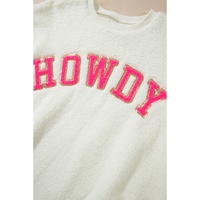 Beige Sherpa HOWDY Patched Pullover Sweatshirt - L thumbnail