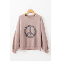 Goat Floral Peace Symbol Drop Shoulder Sweatshirt - L thumbnail