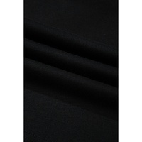 Black Solid Drop Shoulder Drawstring Cropped Hoodie - M thumbnail