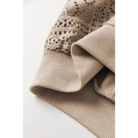 Parchment Knit Crochet Exposed Seam Ribbed Trim Sweatshirt - L thumbnail